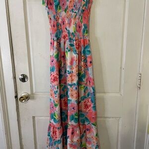 Floral Maxi Dress with Smocked Bodice